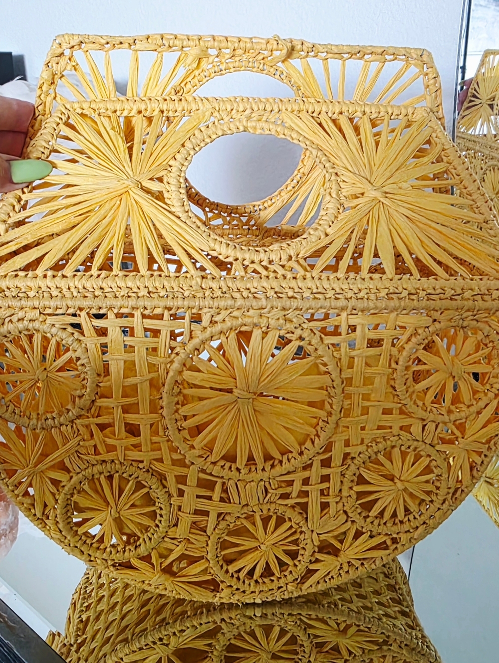 House of Harlow 1960 Yellow Handwoven Straw Tote